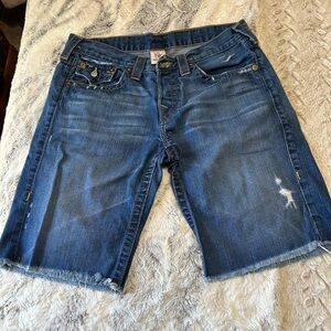 True Religion Riley Blue Denim Bermuda Shorts size 29